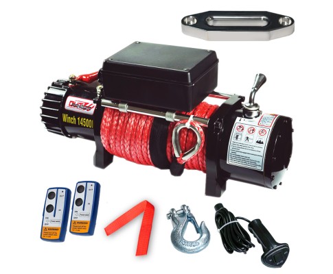 Electric Winch Synthetic Rope w/ Wireless Remote (14500LBS/6577KG Capacity)