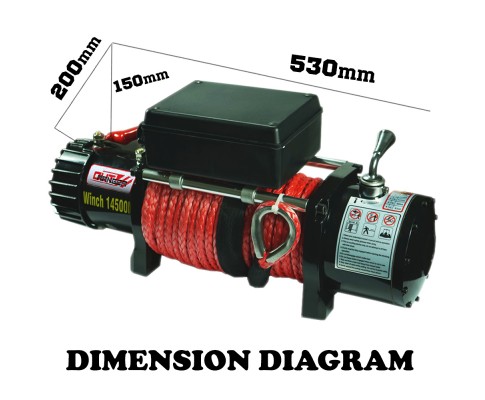 Electric Winch Synthetic Rope w/ Wireless Remote (14500LBS/6577KG Capacity) - Image 4